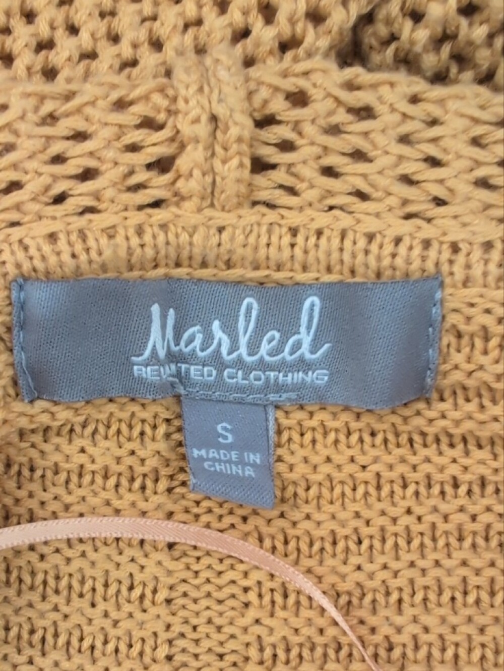 Marled Reunited Clothing Mustard Yellow Hooded Duster Cardigan - Picture 2 of 8